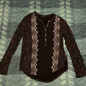 Lucky Brand Women's Long Sleeve Button Blouse Paisley Pattern